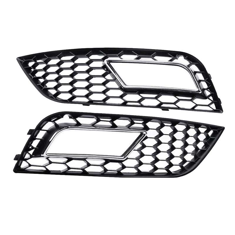 Chrome Front Bumper Fog Light Cover Honeycomb Grill for A4 B8.5 Standard Edition 2013-2016