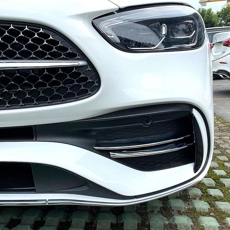 Chrome Front Bumper Lower Grille Frame Fog Light Cover Trim for C-Class W206 2021 2022 Wind Knife St