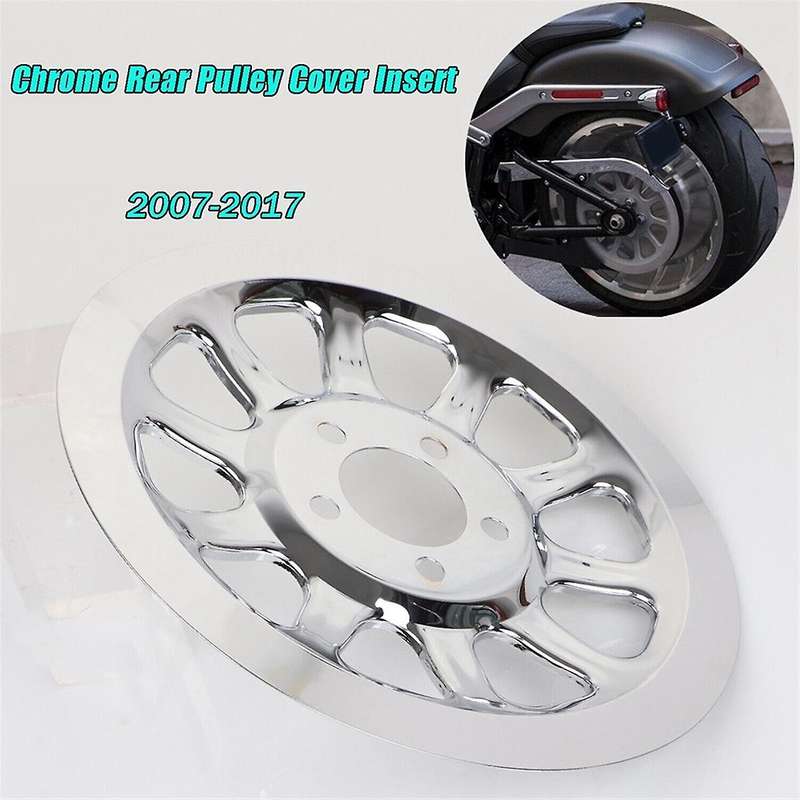 Chrome Outer Rear Pulley Cover Insert for Softail Fat Boy Lo Flstn Fxstc