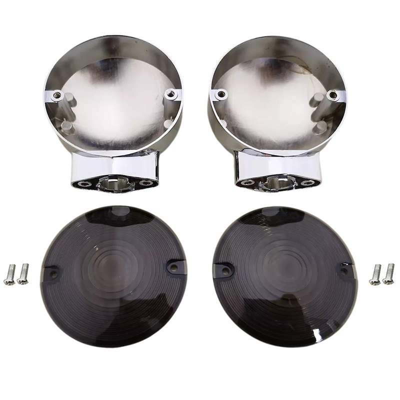 Chrome Turn Signal Housing W/ Smoke Lens Covers for Touring Glide