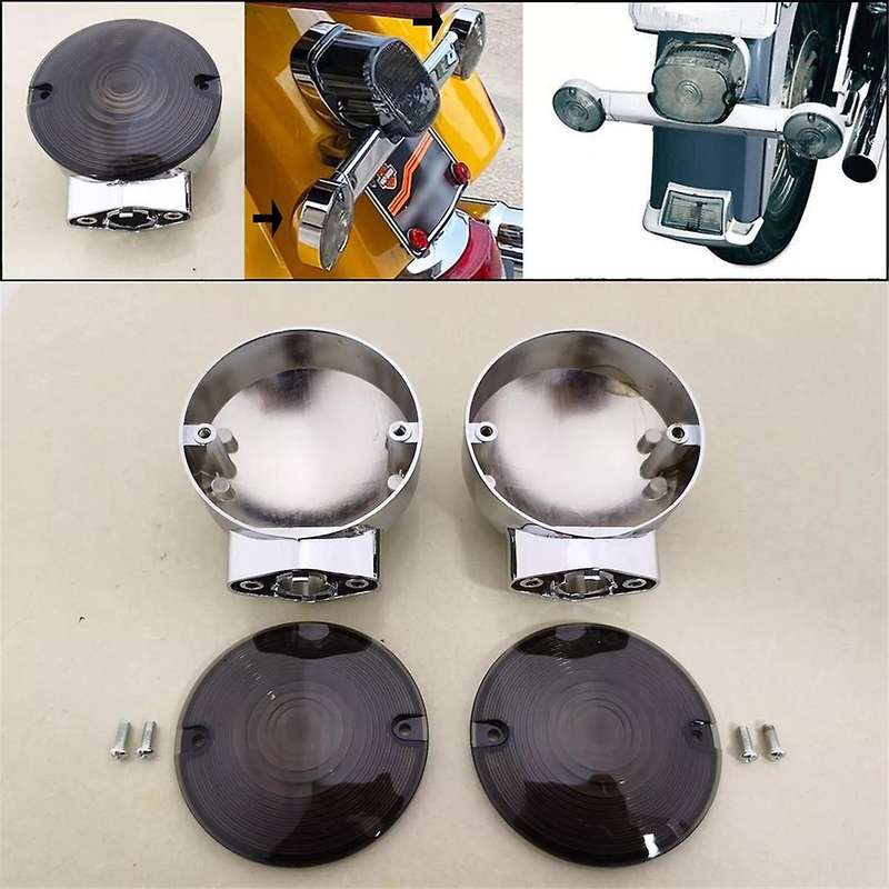 Chrome Turn Signal Housing W/ Smoke Lens Covers for Touring Glide