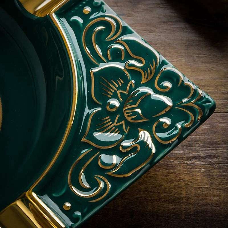 Cigar Ashtray Cigar Holder Ceramic Ashtray Retro Pattern Tray Design for Outdoor Patio Household Off