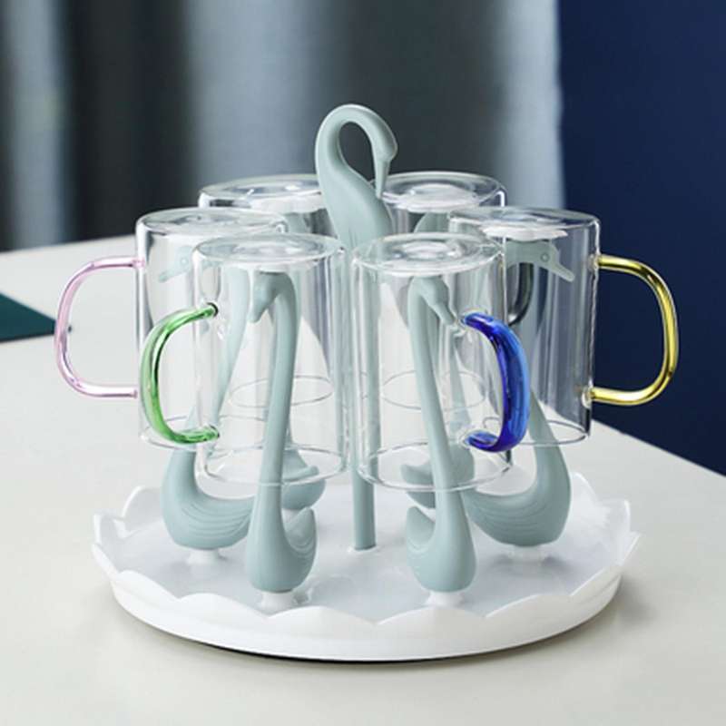 Circle Swan Drain Cup Holder Simple Storage Drain Household Shelf Plastic Cup Holder, Purple