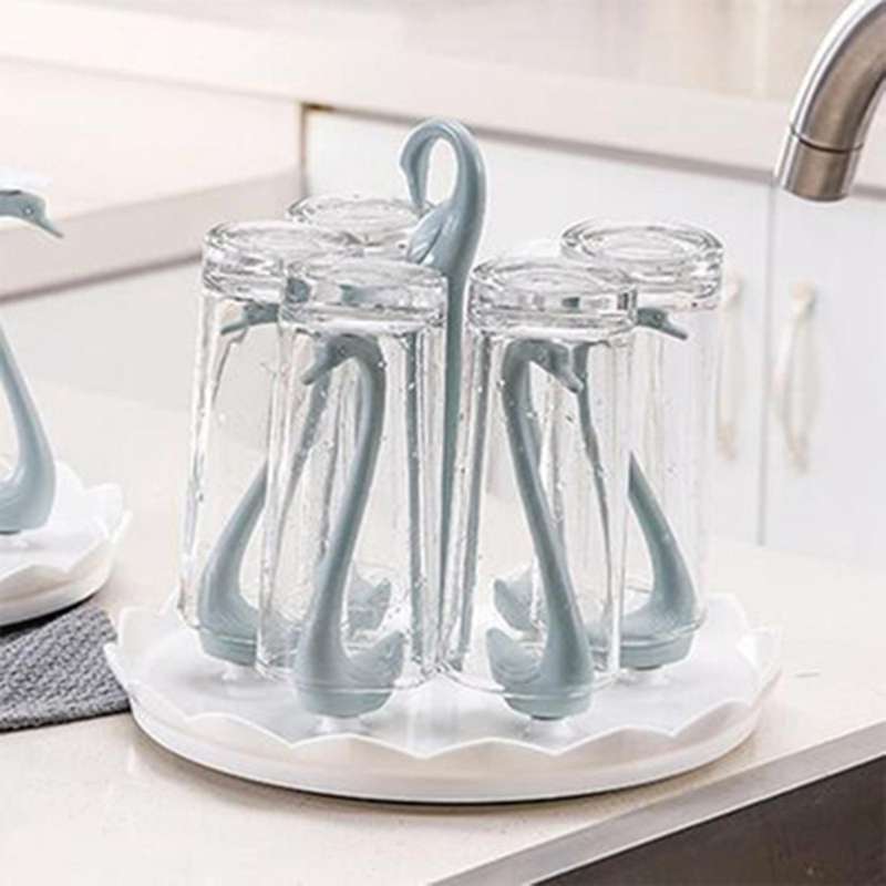 Circle Swan Drain Cup Holder Simple Storage Drain Household Shelf Plastic Cup Holder, Purple