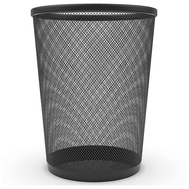 Circular Black Mesh Waste Waste Paper Bin Basket, Metal Trash Bin for Kitchen, Home Offices, Dorm R