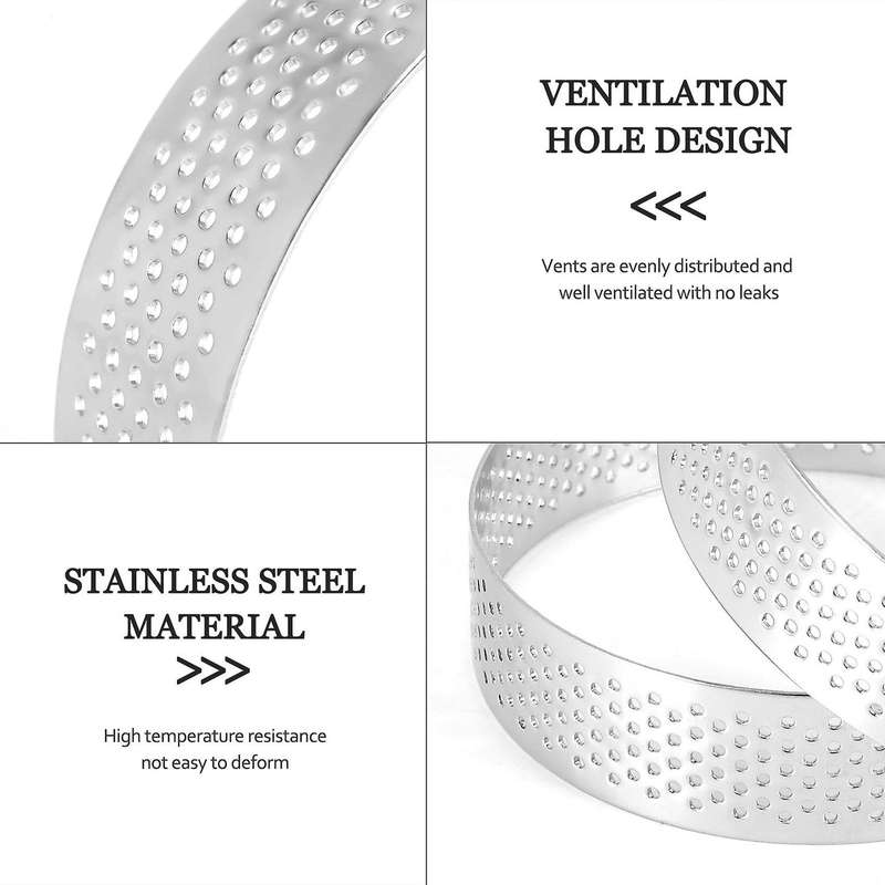 Circular Stainless Steel Porous Tart Ring Bottom Tower Pie Cake Mould
