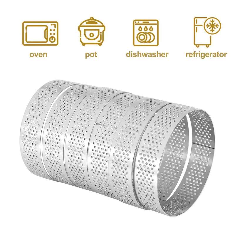 Circular Stainless Steel Porous Tart Ring Bottom Tower Pie Cake Mould