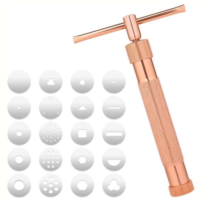 Clay Extruder,Fondant Extruder Stainless Steel Clay Extruder with 20 Discs,Sugar Paste Extrude Cake