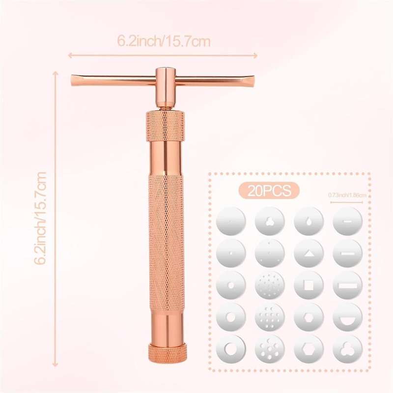 Clay Extruder,Fondant Extruder Stainless Steel Clay Extruder with 20 Discs,Sugar Paste Extrude Cake