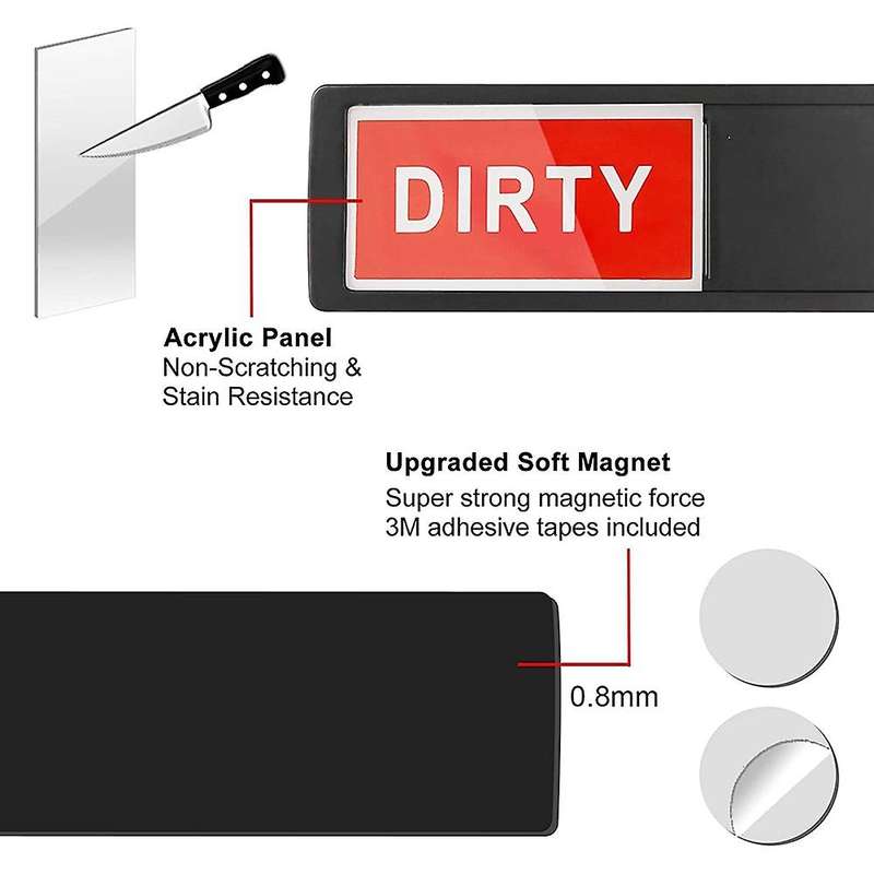 Clean Dirty Dishwasher Magnet - Easy to Read Non-Scratch Magnetic Indicator Sign Kitchen Organizatio