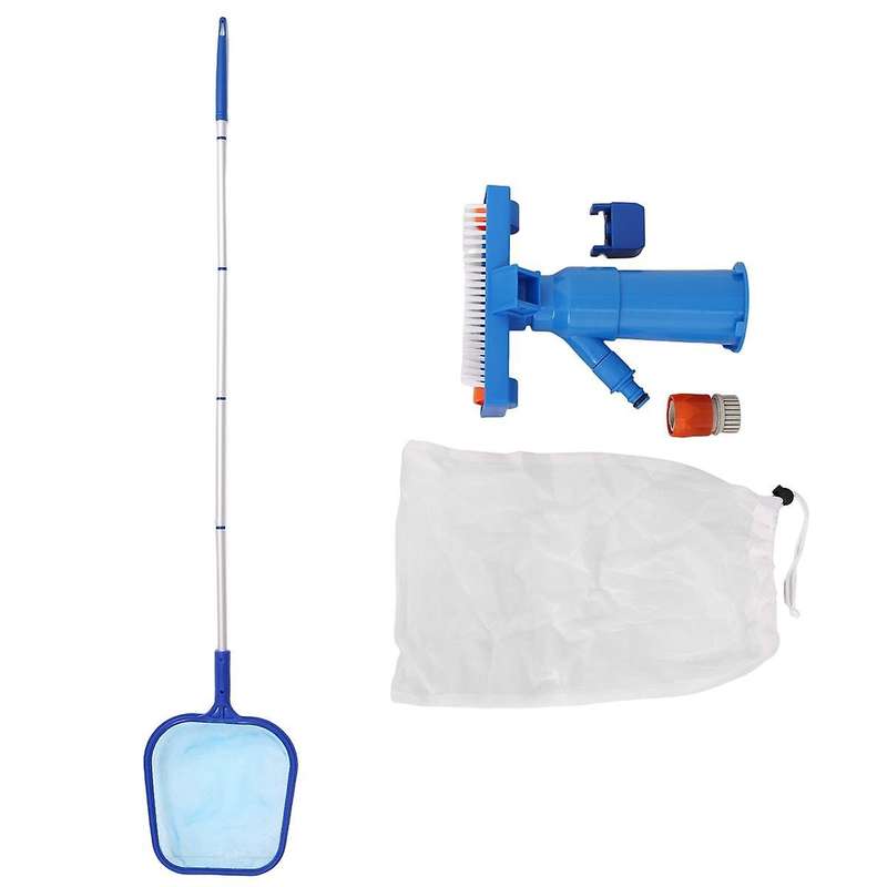 Clean Pool Swimming Pool Leaf Skimmer Net with Telescopic Aluminum Pole with Fine Mesh Netting Bask