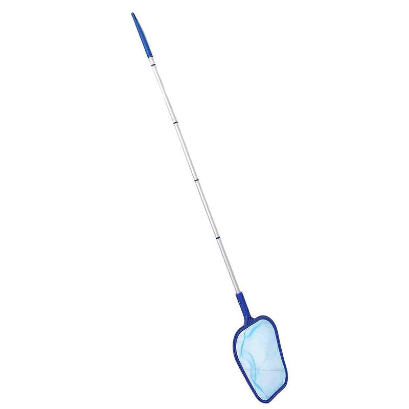 Clean Pool Swimming Pool Leaf Skimmer Net with Telescopic Aluminum Pole with Fine Mesh Netting Bask