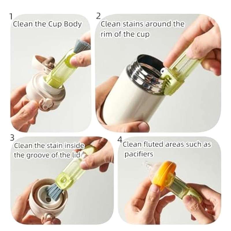 Cleaning Brush Set, Mutipurpose Silicone Bottle Cup-Holder Cleaner, Multifunctional Home Kitchen Cle