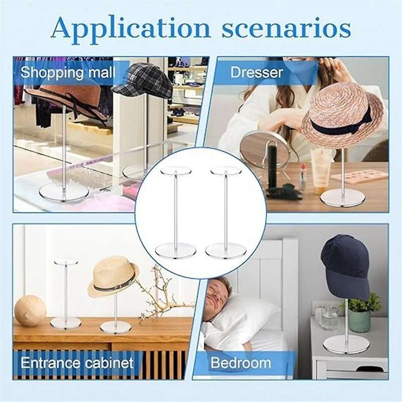 Clear Acrylic Hat Stands for Display,Hat Display Rack Holder with Round Base Baseball Cap Storage R
