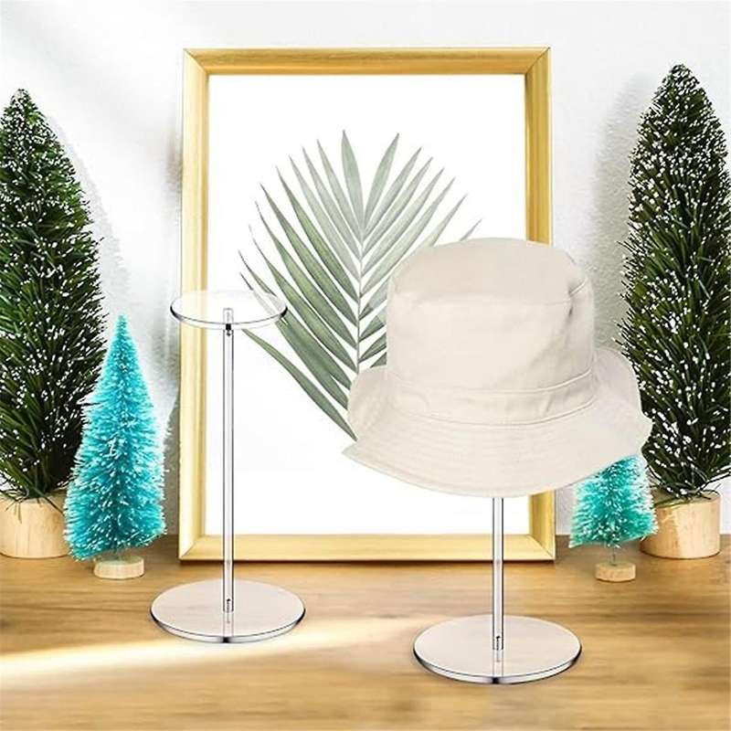 Clear Acrylic Hat Stands for Display,Hat Display Rack Holder with Round Base Baseball Cap Storage R