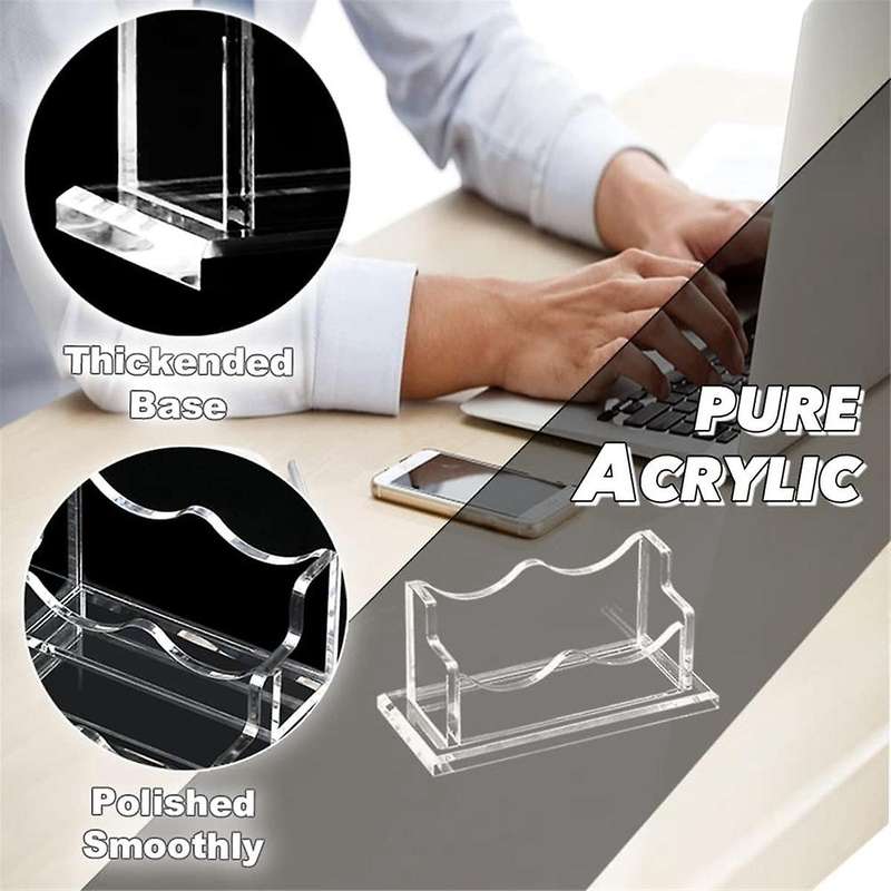 Clear Horizontal Business Card Holder Stand for Desk, Acrylic Desktop Display Name Cards Holders Org