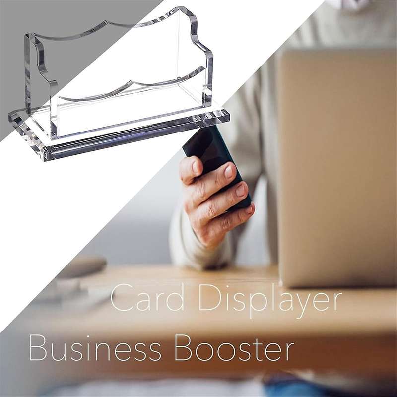 Clear Horizontal Business Card Holder Stand for Desk, Acrylic Desktop Display Name Cards Holders Org