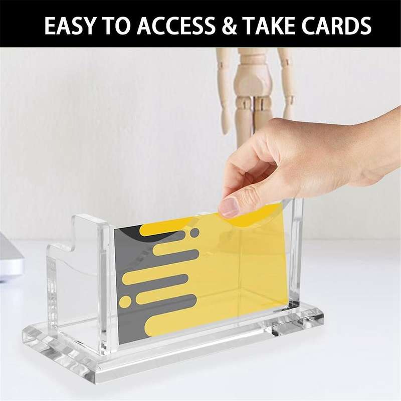 Clear Horizontal Business Card Holder Stand for Desk, Acrylic Desktop Display Name Cards Holders Org