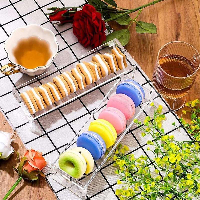 Clear Cracker Serving Tray, Transparent Macaron Display Tray, Rectangular Cracker Holder for Serving