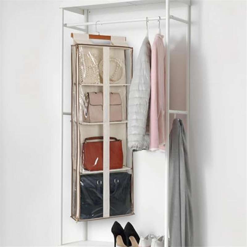 Clear Hanging Handbag Storage Organizer with Zippers, Easy Access Purse,hat Storage Holder Over The