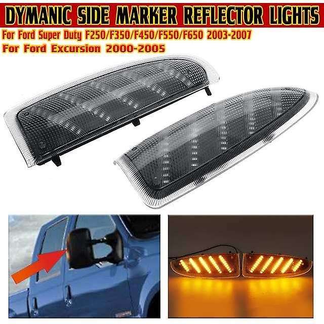 Clear Car LED Side Rearview Mirror Light Turn Signal Indicator Lights for Super Duty F250 F350 F450