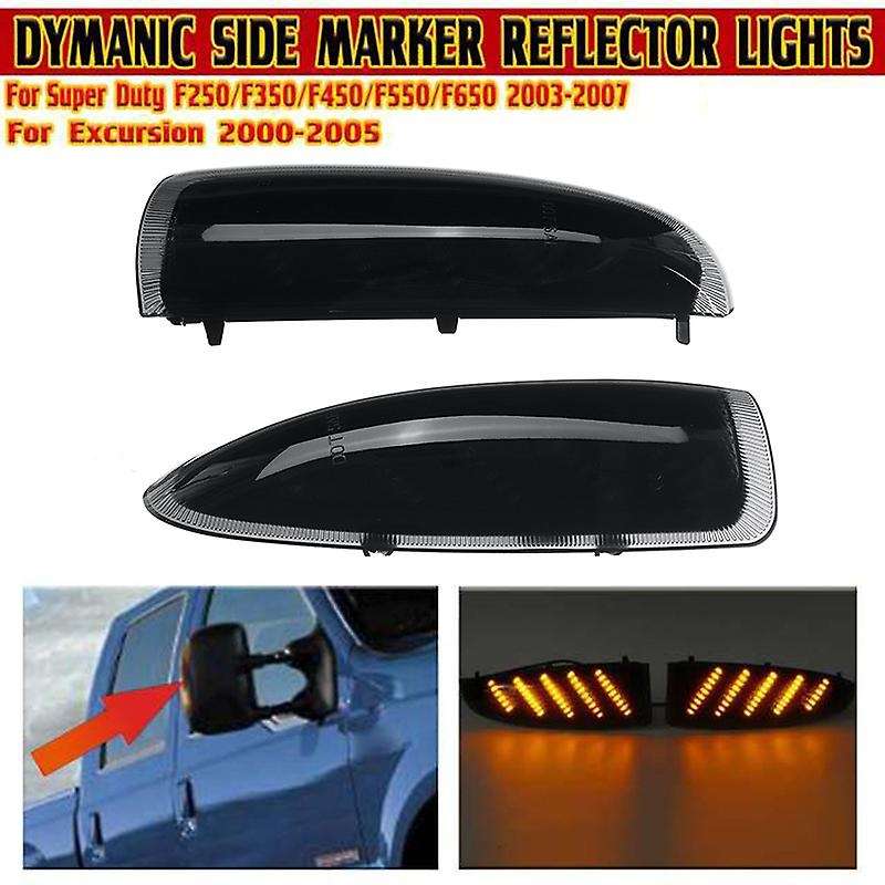 Clear Car LED Side Rearview Mirror Light Turn Signal Indicator Lights for Super Duty F250 F350 F450
