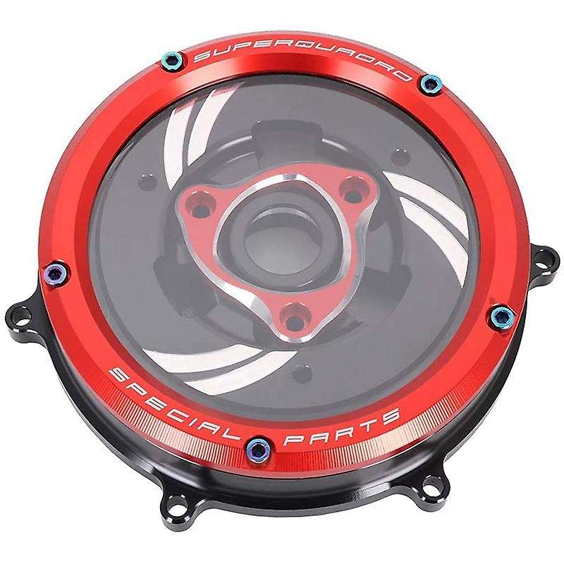 Clear Clutch Cover Protector Guard for Panigale 1199 1299 959 R S 2012-2019 2013-2018(Red Circle+Bla