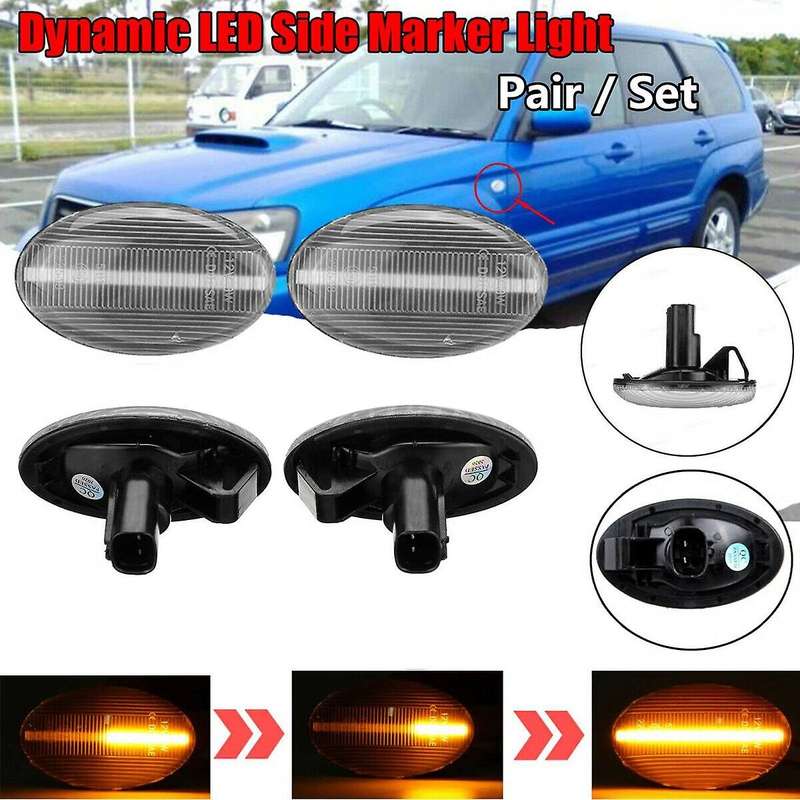 Clear Lens LED Dynamic Turn Signal Lamp Side Marker Lights for 02-07 Liberty 00-03 Forester 01-05