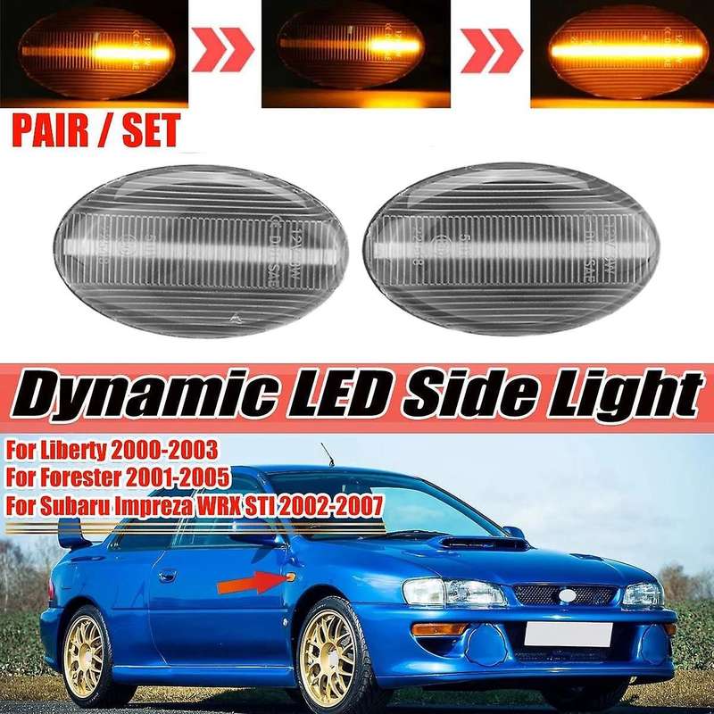 Clear Lens LED Dynamic Turn Signal Lamp Side Marker Lights for 02-07 Liberty 00-03 Forester 01-05