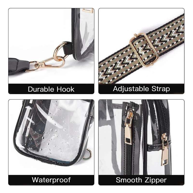 Clear Sling Bag, Clear Crossbody Bag Purses for Women Heavy Duty Transparent Chest Bag with Adjustab