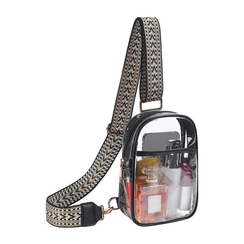 Clear Sling Bag, Clear Crossbody Bag Purses for Women Heavy Duty Transparent Chest Bag with Adjustab