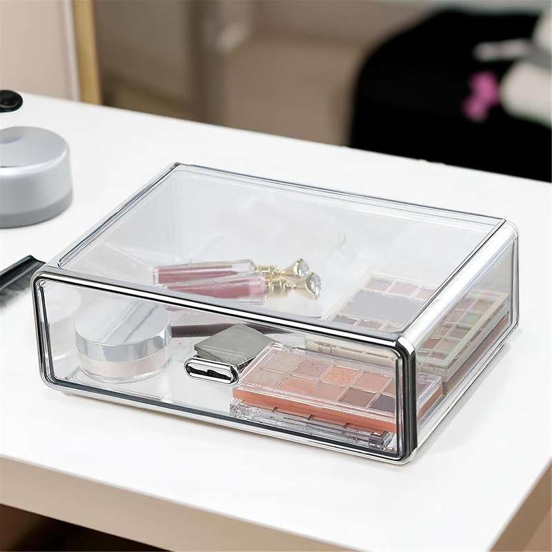 Clear Plastic Storage Drawer for Dresser Bathroom Tabletop Desktop Vanity Organizer,Transparent Stac