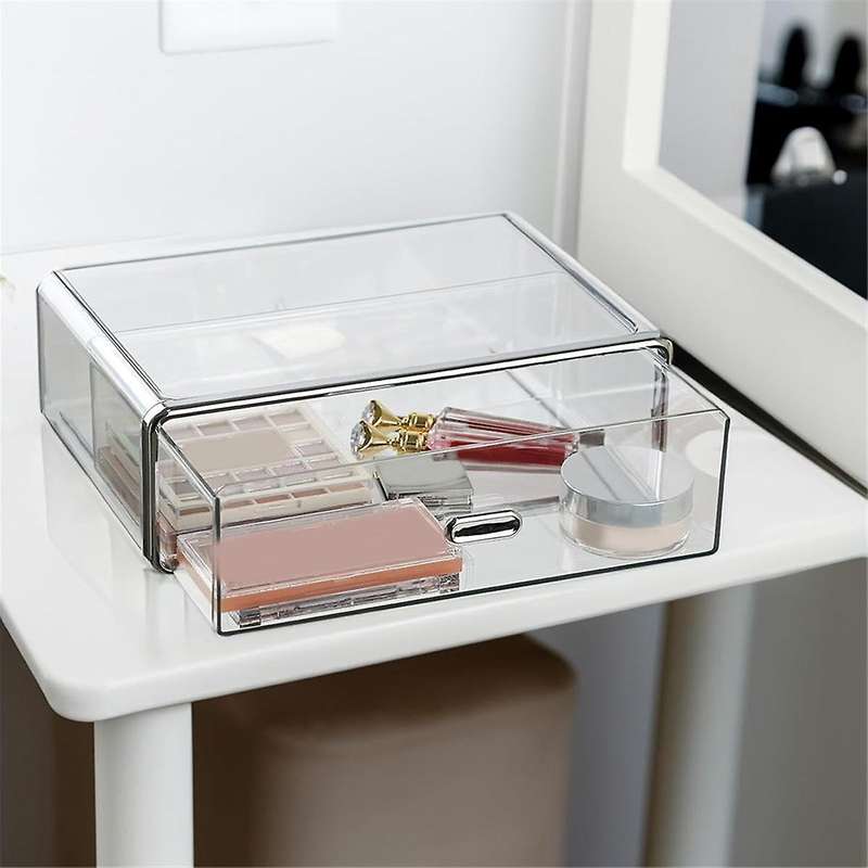 Clear Plastic Storage Drawer for Dresser Bathroom Tabletop Desktop Vanity Organizer,Transparent Stac