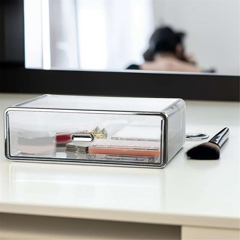 Clear Plastic Storage Drawer for Dresser Bathroom Tabletop Desktop Vanity Organizer,Transparent Stac