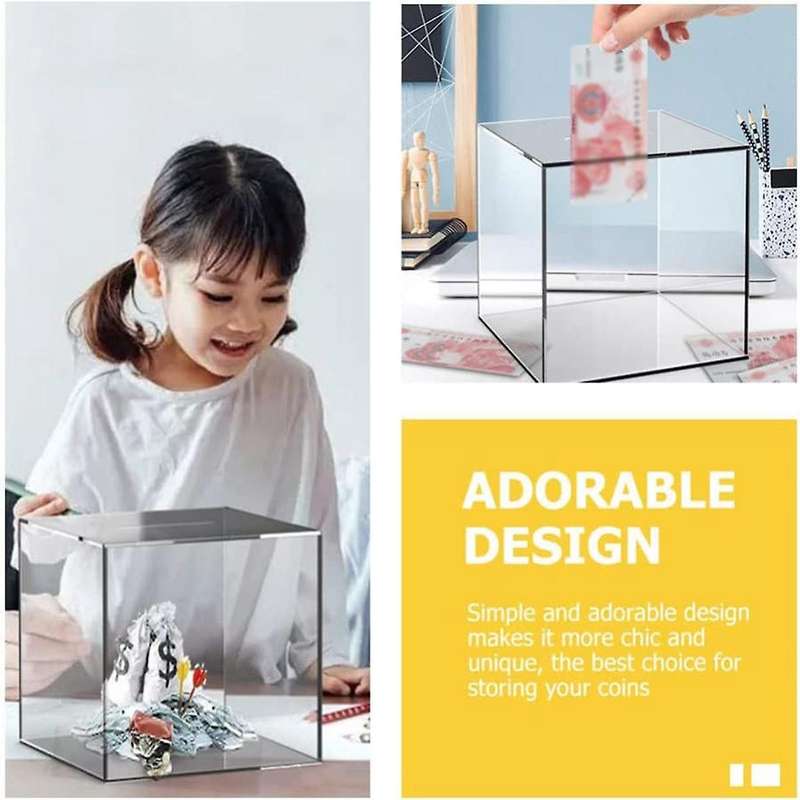 Clear Piggys Bank 12cm Acrylic Money Bank Acrylic Bank Box Reusable Transparent Piggys Bank Box Del