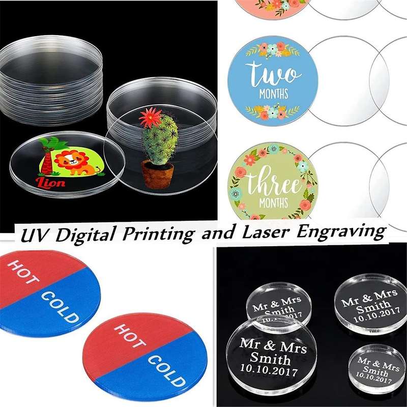 Clear Round Acrylic Sheets 8 Inch Diameter 1/8inch Thick Plexiglass Circles for Signs, Printing, Cak