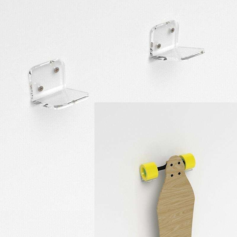 Clear Stylish Skateboard / Longboard Wall Hanging Brackets / Deck Mount Wall Brackets