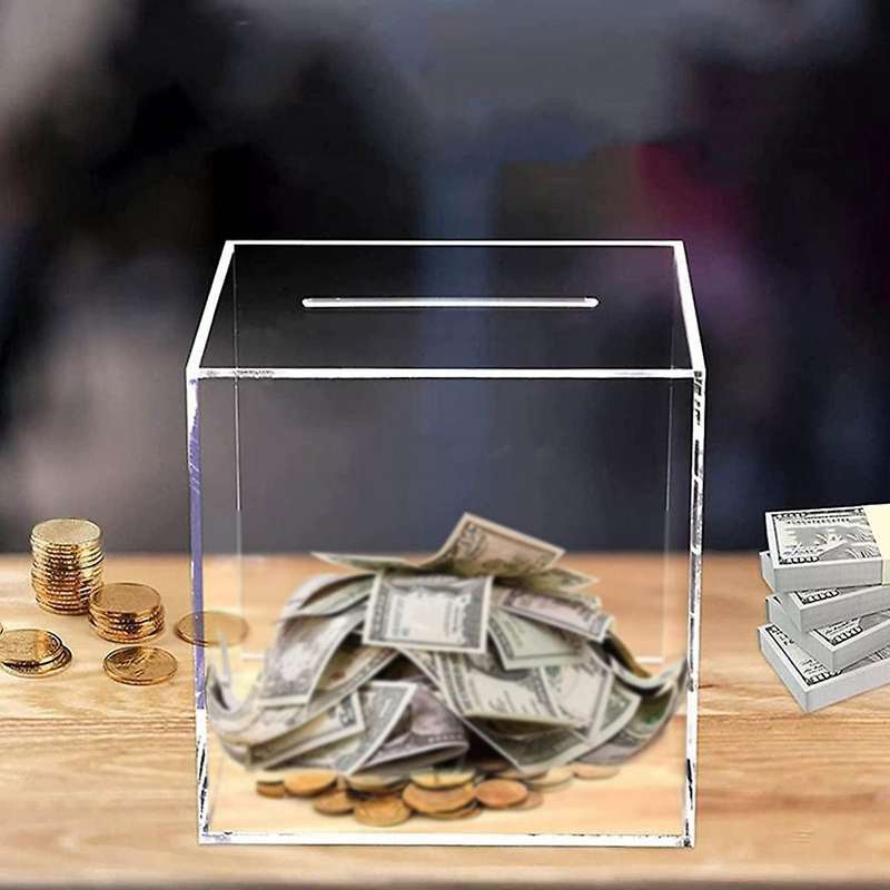 Clear Piggys Bank 15cm Acrylic Money Bank Acrylic Bank Box Reusable Transparent Piggys Bank Box Del