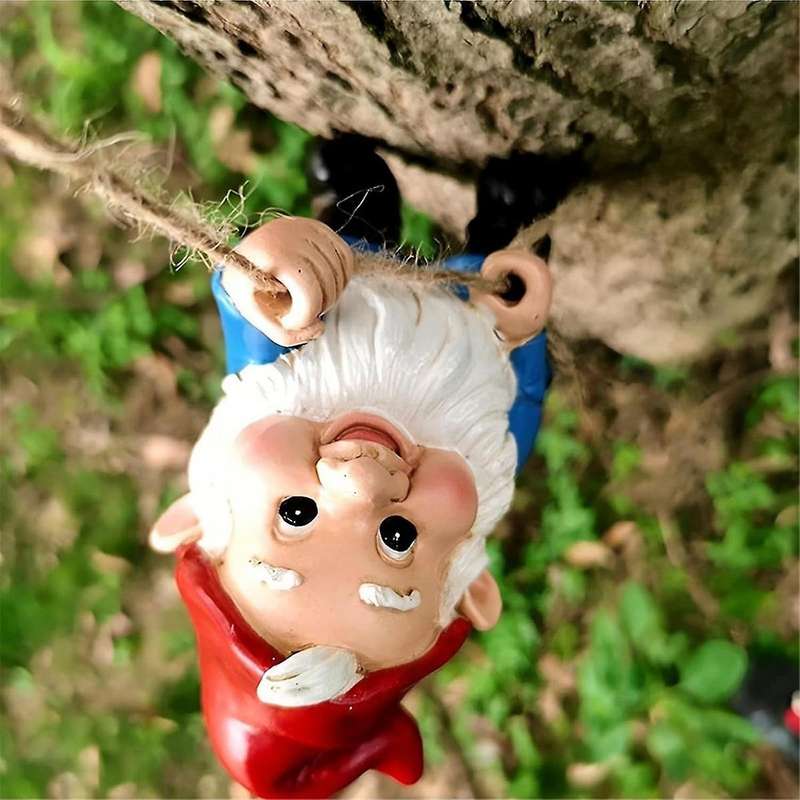 Climbing Gnomes Tree Face Decor Outdoor for , Adorable Gnome Tree Hugger Fairy Door Statue for Tree