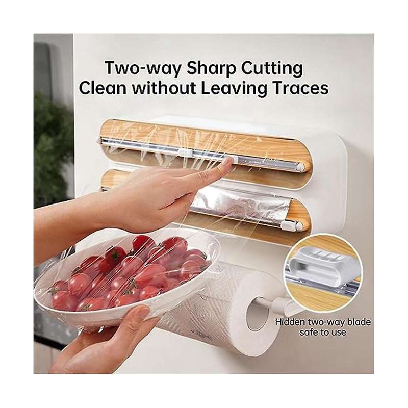 Cling Film Cutter Magnetic Plastic Film Dispenser Wall Roll Holder Foil Cutter Send 1 Roll Cling Fil