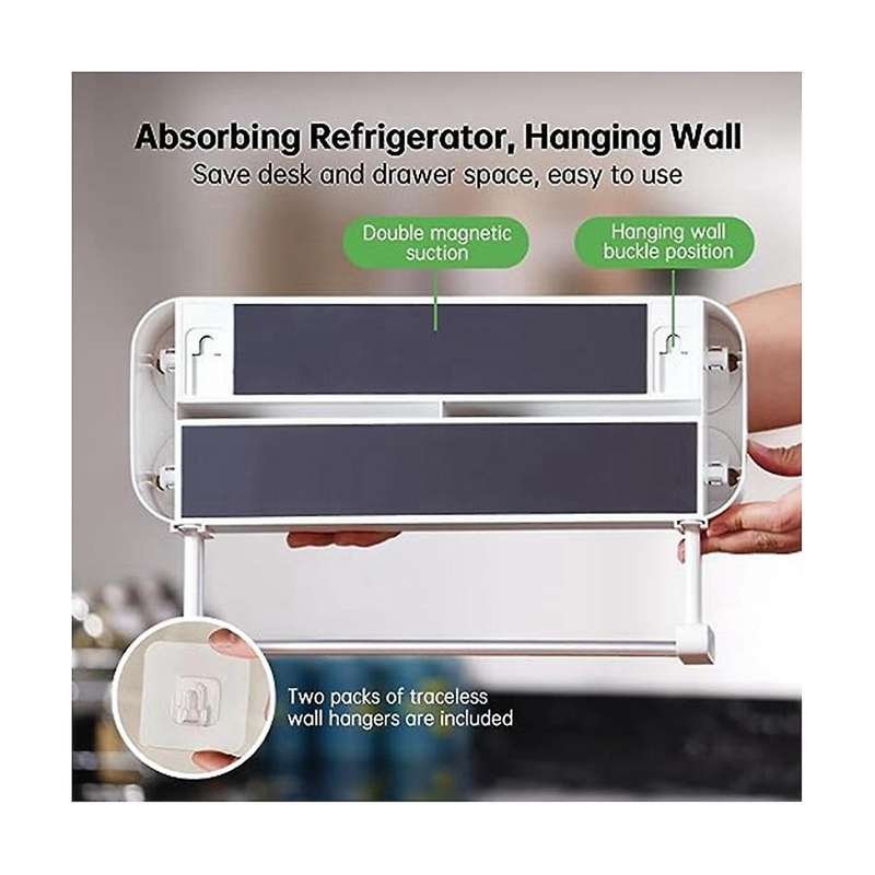 Cling Film Cutter Magnetic Plastic Film Dispenser Wall Roll Holder Foil Cutter Send 1 Roll Cling Fil