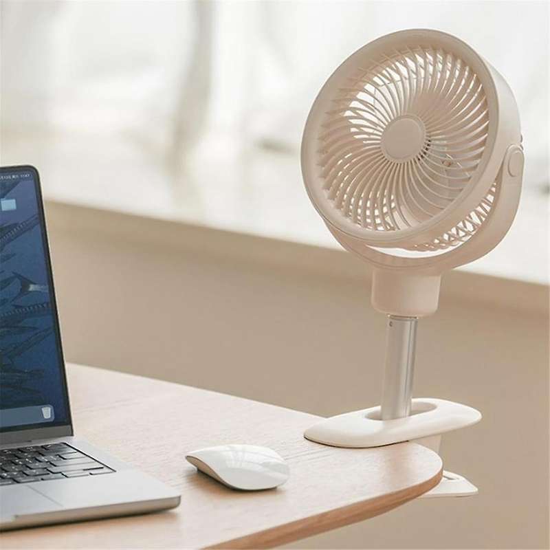 Clip on Desk Fan, Portable Telescopic Floor Fan, 4 Speeds with LED Light, Oscillating Desk Clip on F