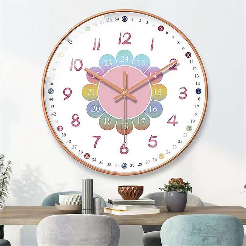 Clock Wall Clock Living Room Home Cartoon Early Education Clock Wall-Mounted Silent Quartz Clock