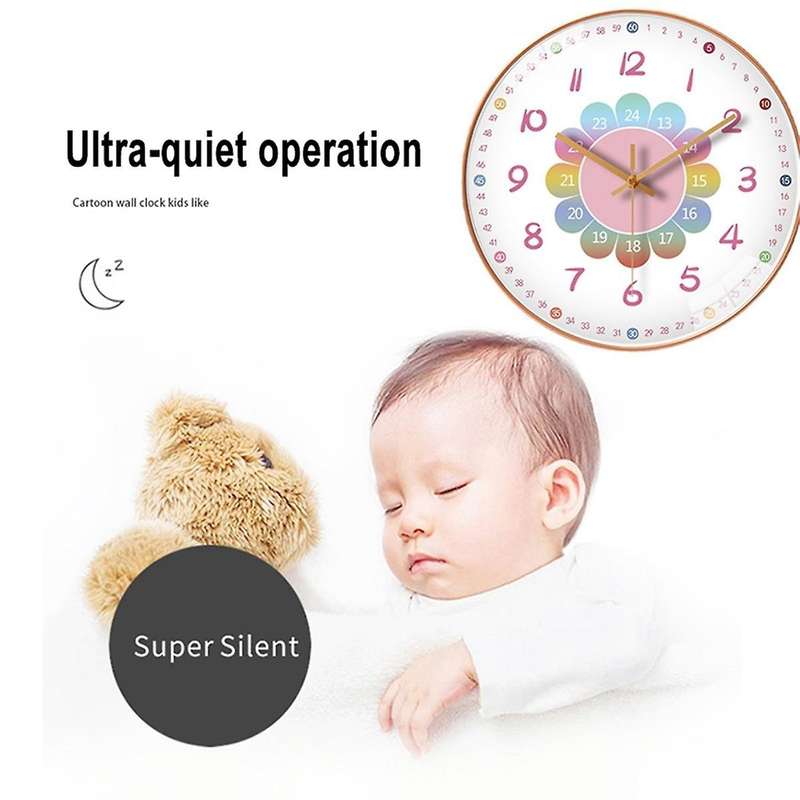 Clock Wall Clock Living Room Home Cartoon Early Education Clock Wall-Mounted Silent Quartz Clock