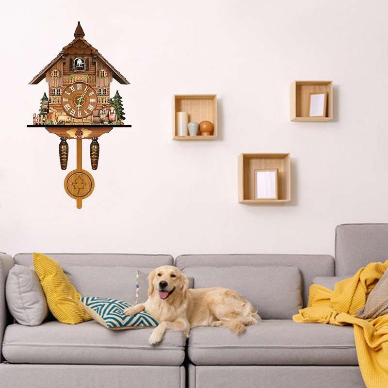 Clock Living Room Wall Clock Retro Style Forest Alarm Clock Wall Watch Children Decorations Home A