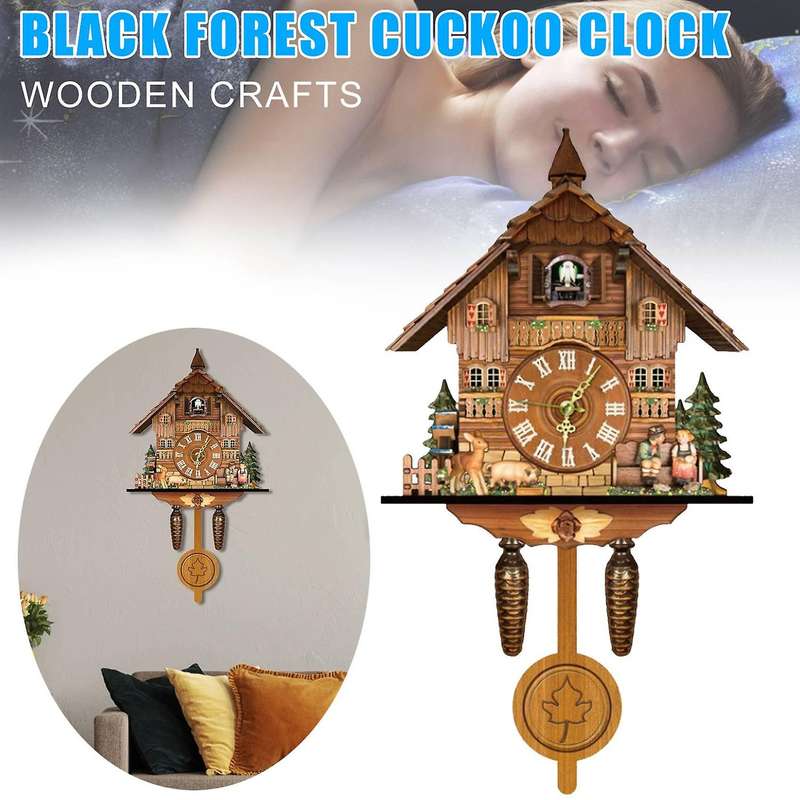 Clock Living Room Wall Clock Retro Style Forest Alarm Clock Wall Watch Children Decorations Home A