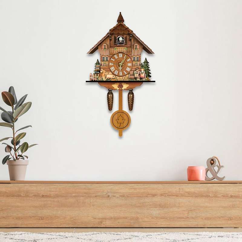 Clock Living Room Wall Clock Retro Style Forest Alarm Clock Wall Watch Children Decorations Home A