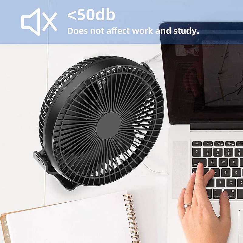 Clip Fan, 8 Inch Mini Quiet Desk Fan, USB Rechargeable Battery Operated Clip on Fan, USB Desk Fan, P