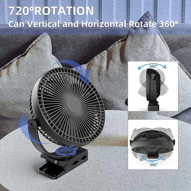 Clip Fan, 8 Inch Mini Quiet Desk Fan, USB Rechargeable Battery Operated Clip on Fan, USB Desk Fan, P