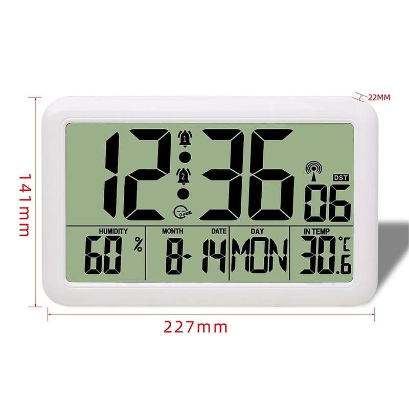 Clock with Indoor Outdoor Temperature Wireless,Precision Sensor,7.5 Inch LCD Display with Backlight